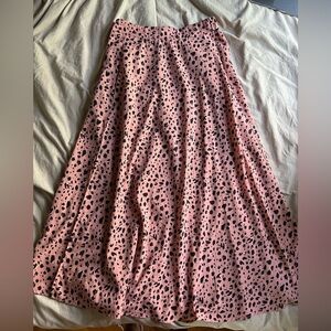 Pink Animal Print Midi Skirt with Slit